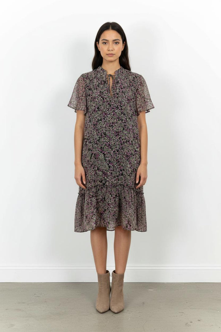 Robe Fleurie Violette et Noire - Taille XL/42 de la marque IKKS | PARAD103386 - Vendu par Paradigme - Image 1