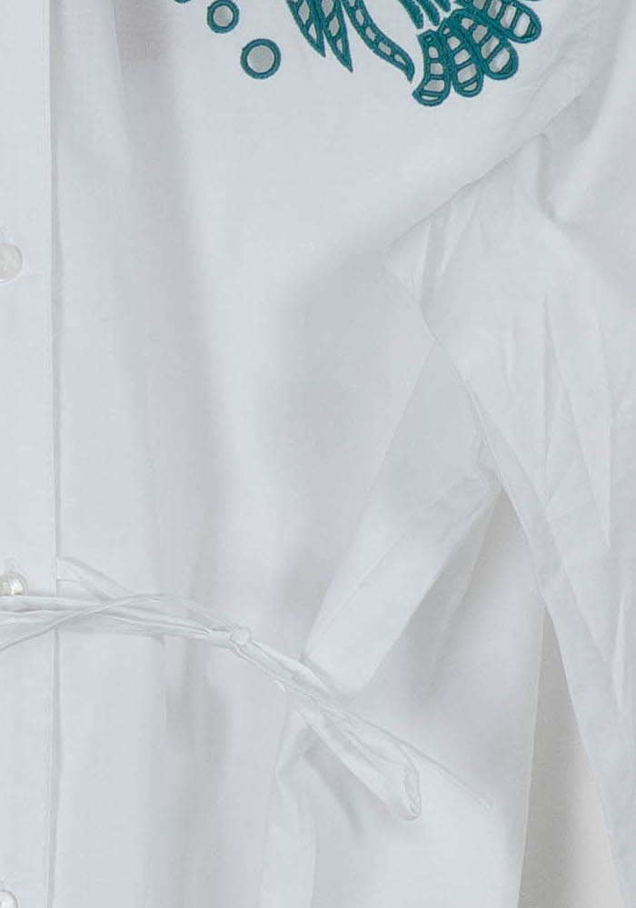 Chemisier Blanc et Vert - Taille M/38 de la marque La Fée Maraboutée | PARAD103387 - Vendu par Paradigme - Image 3