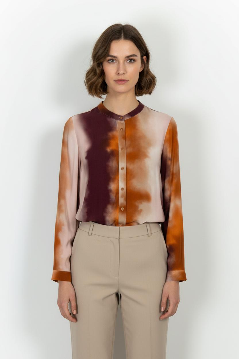 Chemisier Marron et Orange - Taille L/40 de la marque La Fée Maraboutée | PARAD103392 - Vendu par Paradigme - Image 1