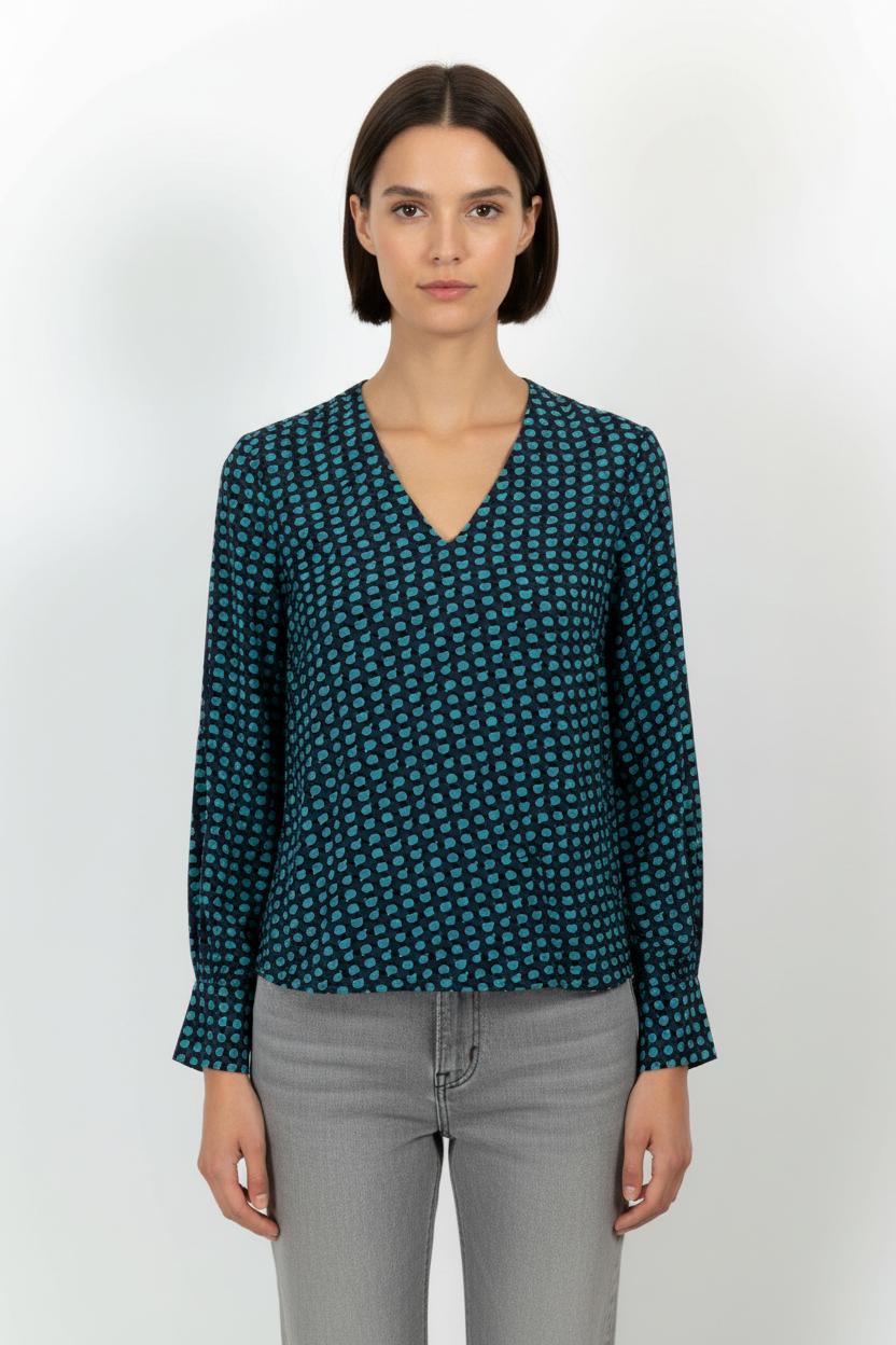 Blouse Bleue et Verte - Taille L/40 de la marque La Fée Maraboutée | PARAD103398 - Vendu par Paradigme - Image 1