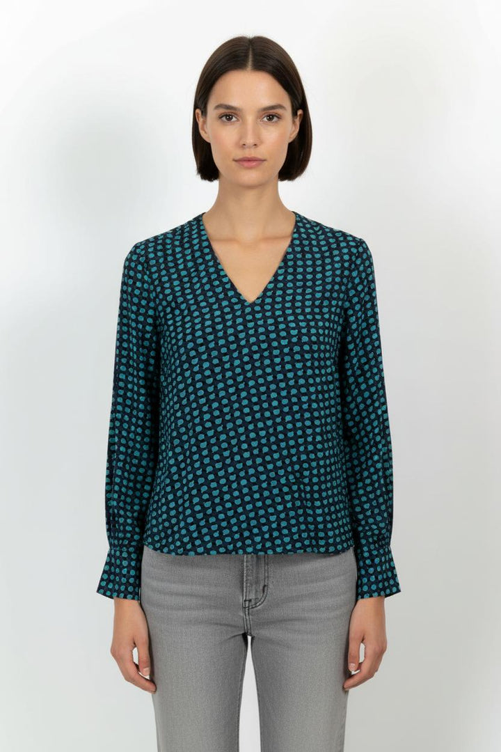 Blouse Bleue et Verte - Taille L/40 de la marque La Fée Maraboutée | PARAD103398 - Vendu par Paradigme - Image 1