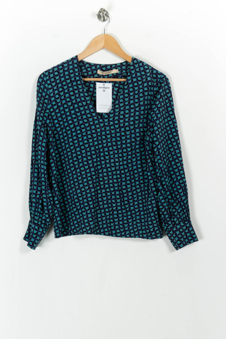 Blouse Bleue et Verte - Taille L/40 de la marque La Fée Maraboutée | PARAD103398 - Vendu par Paradigme - Image 2