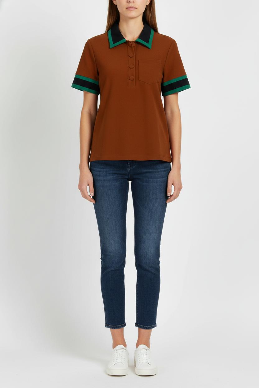 Polo Marron et Vert - Taille S/36 de la marque Tara Jarmon | PARAD103401 - Vendu par Paradigme - Image 1