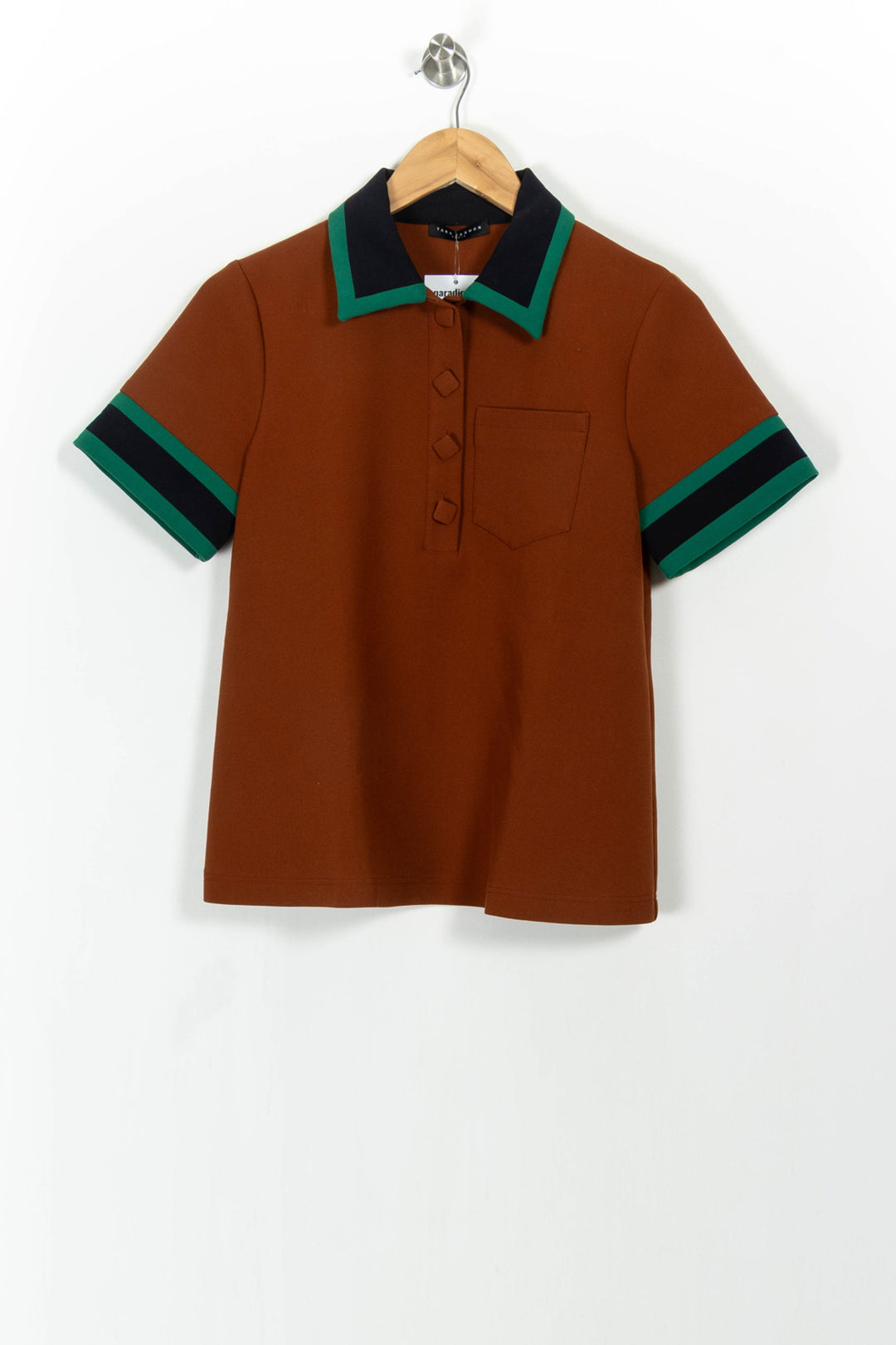 Polo Marron et Vert - Taille S/36 de la marque Tara Jarmon | PARAD103401 - Vendu par Paradigme - Image 2