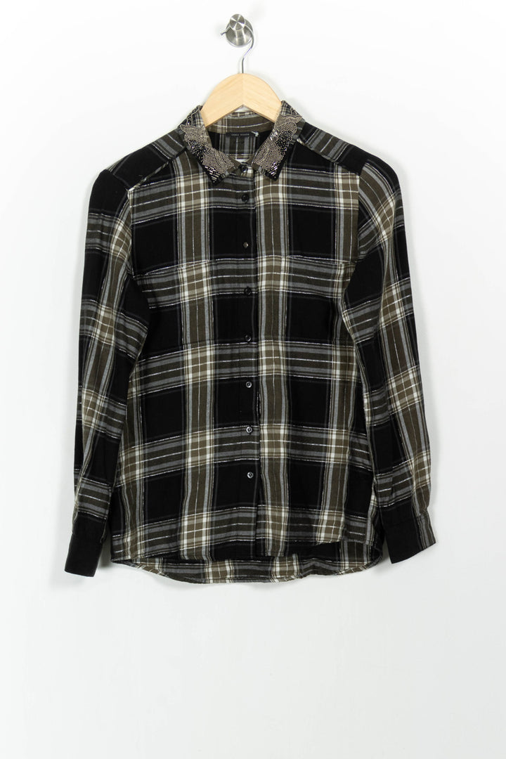 Chemise À Carreaux Noire et Beige - Taille XS/34 de la marque IKKS | PARAD103406 - Vendu par Paradigme - Image 2