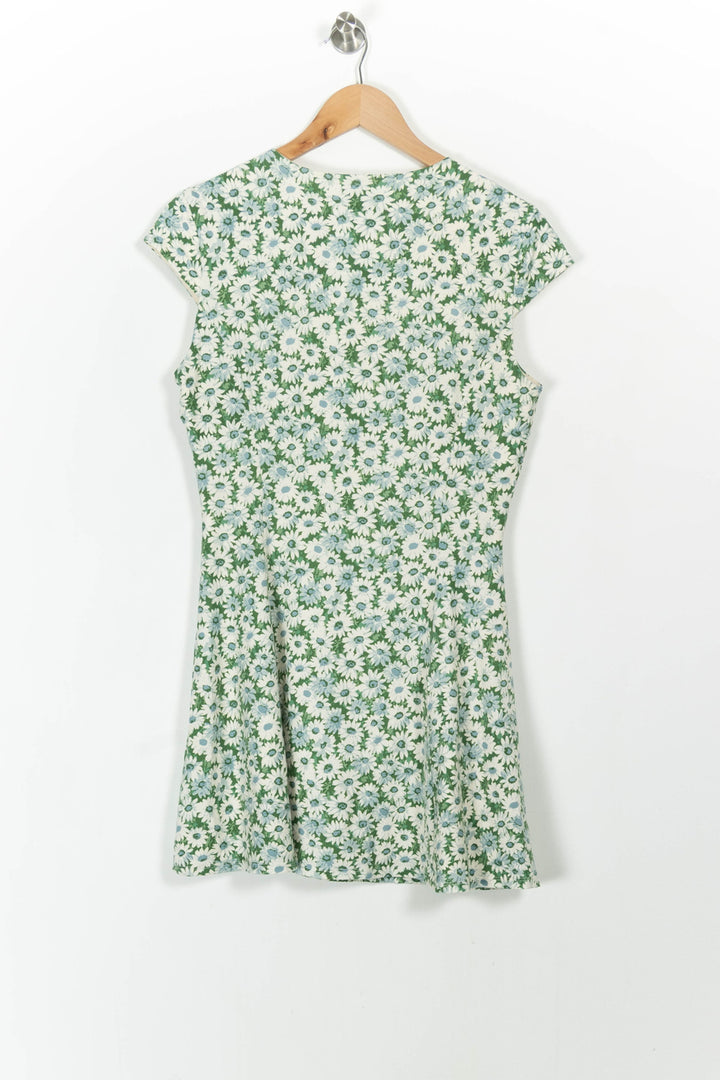 Robe Fleurie Verte et Blanche - Taille M/38 de la marque Reformation | PARAD103414 - Vendu par Paradigme - Image 4