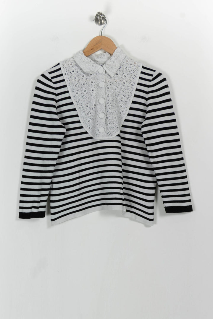 Pull Rayé Noir et Blanc - Taille M/38 de la marque Claudie Pierlot | PARAD103417 - Vendu par Paradigme - Image 2