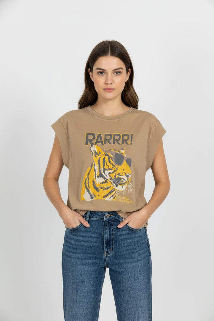 Tee-shirt beige - Taille S/36 de la marque Imprevu | PARAD103425 - Vendu par Paradigme - Image 1