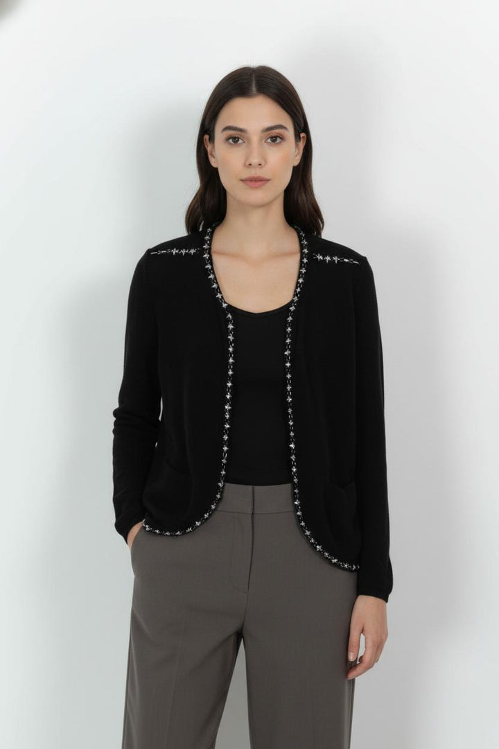 Cardigan Noir et Blanc - Taille S/36 de la marque Maje | PARAD103430 - Vendu par Paradigme - Image 1