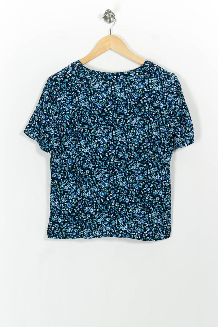 Blouse Fleurie Bleue et Noire - Taille S/36 de la marque Claudie Pierlot | PARAD103436 - Vendu par Paradigme - Image 4