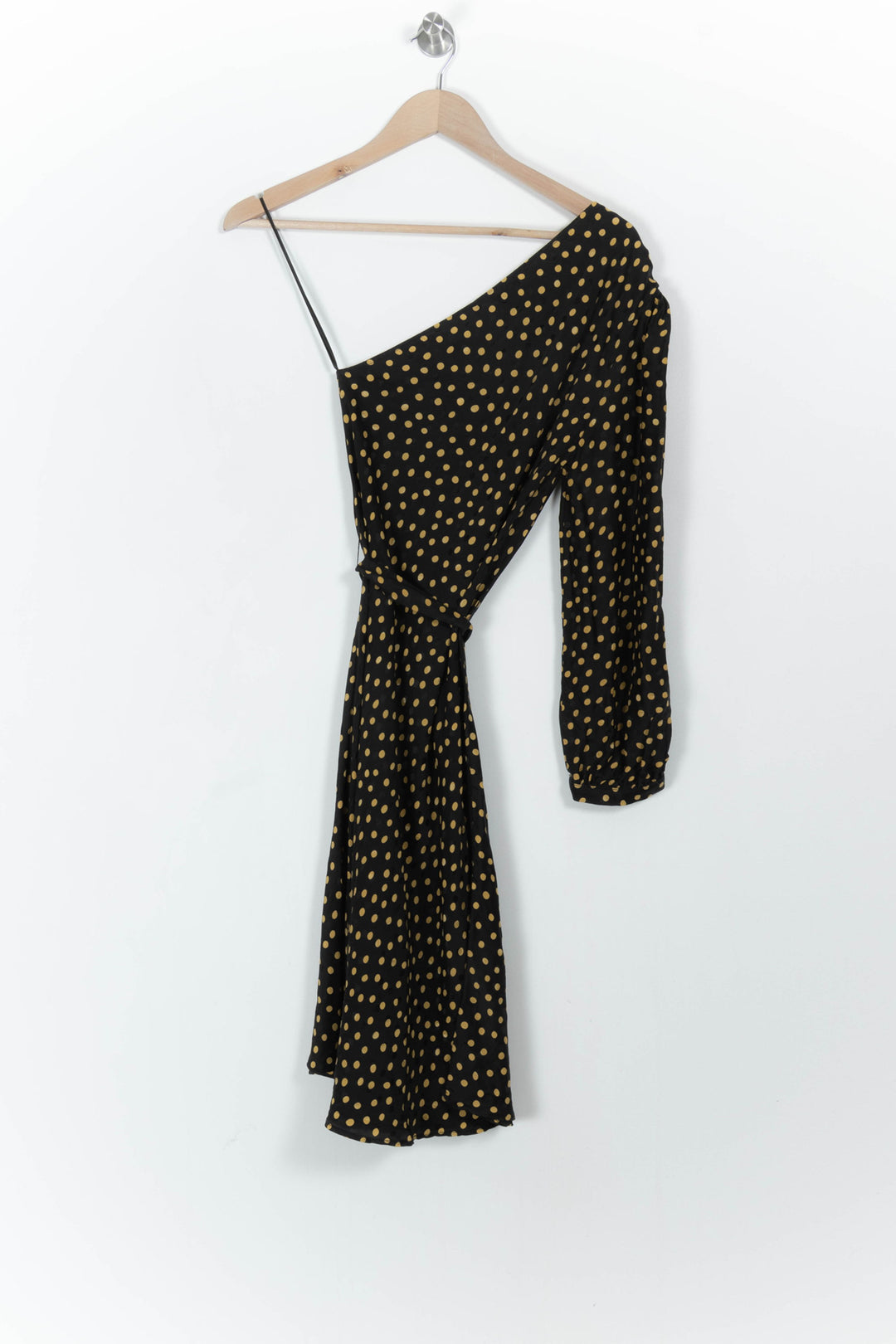 Robe Asymétrique Noire à Pois Jaunes - Taille XS/34 de la marque Tara Jarmon | PARAD103449 - Vendu par Paradigme - Image 4