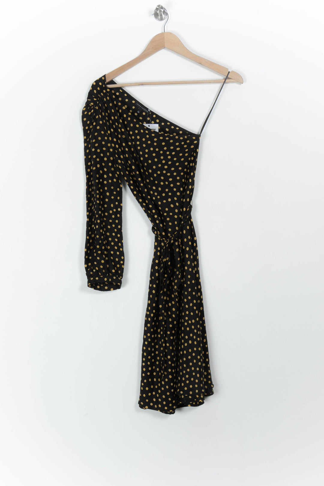 Robe Asymétrique Noire à Pois Jaunes - Taille XS/34 de la marque Tara Jarmon | PARAD103449 - Vendu par Paradigme - Image 2