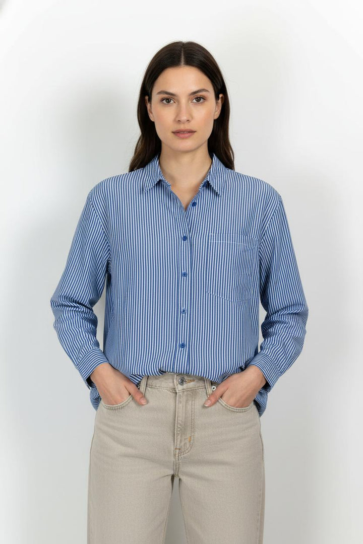 Chemisier Bleu et Blanc - Taille XL/42 de la marque La Fée Maraboutée | PARAD103459 - Vendu par Paradigme - Image 1