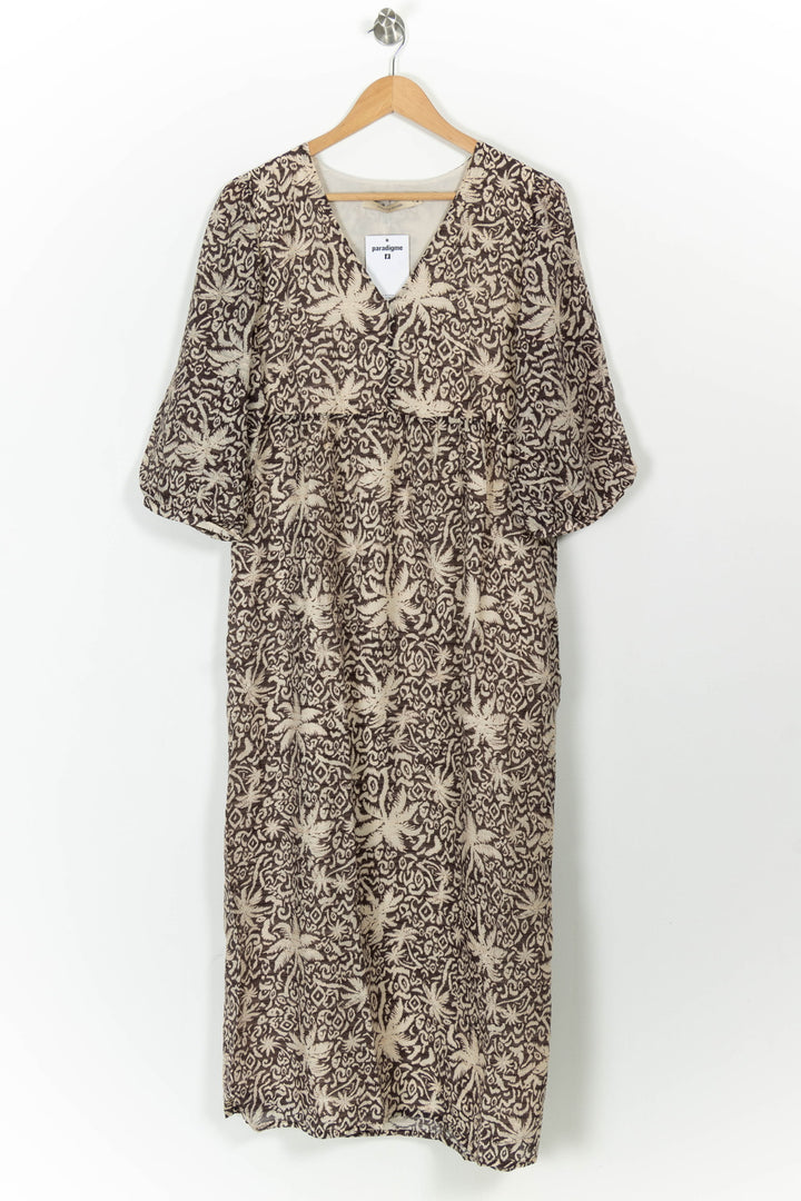 Robe Imprimée Marron et Beige - Taille L/40 de la marque La Fée Maraboutée | PARAD103460 - Vendu par Paradigme - Image 2