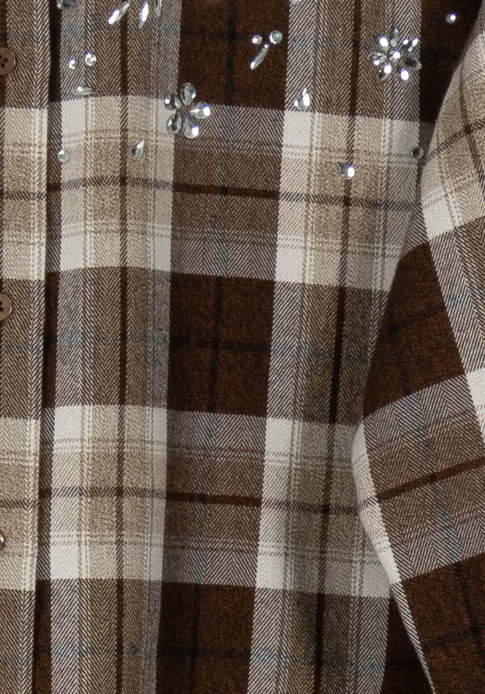Chemise À Carreaux Marron et Beige - Taille S/36 de la marque Maje | PARAD103461 - Vendu par Paradigme - Image 3