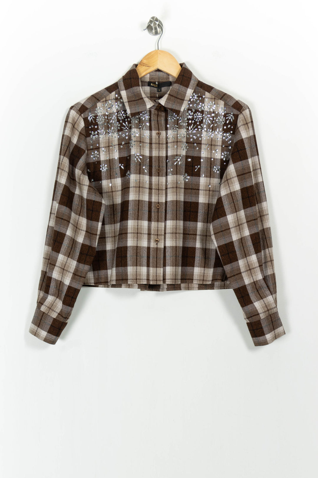 Chemise À Carreaux Marron et Beige - Taille S/36 de la marque Maje | PARAD103461 - Vendu par Paradigme - Image 2