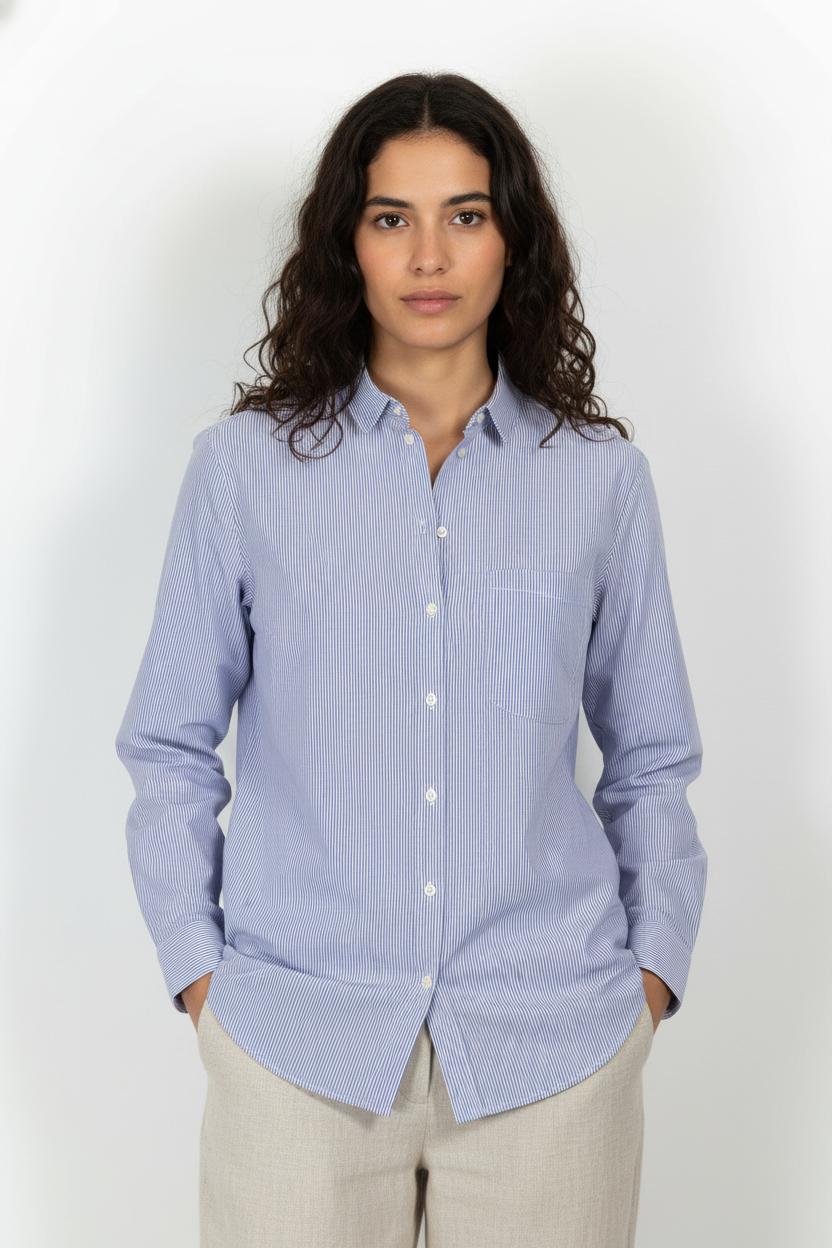 Chemise Rayée Bleue et Blanche - Taille L/40 de la marque Figaret | PARAD103465 - Vendu par Paradigme - Image 1