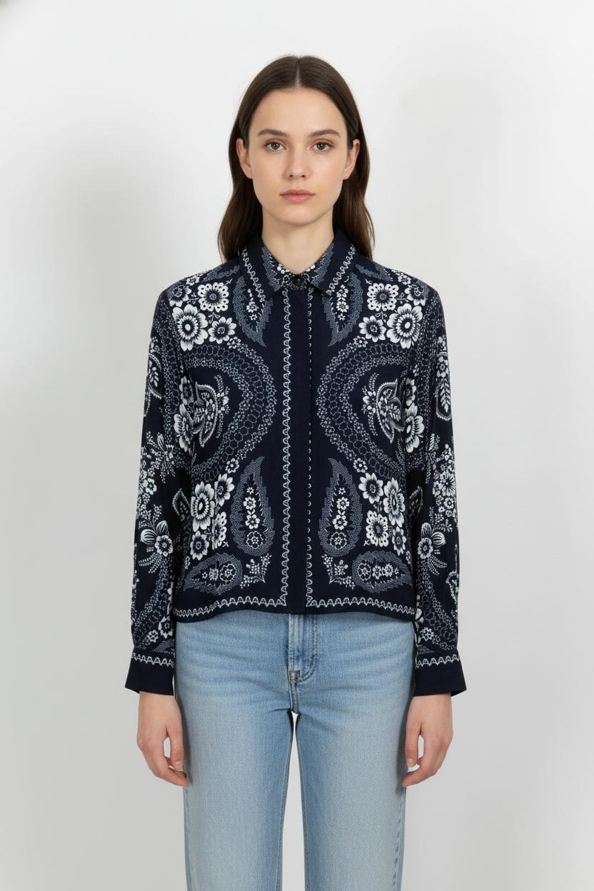 Chemise Bleu et Blanche - Taille S/36 de la marque Maje | PARAD103467 - Vendu par Paradigme - Image 1