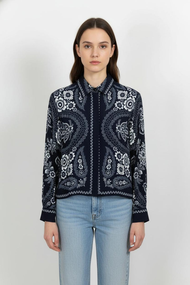Chemise Bleu et Blanche - Taille S/36 de la marque Maje | PARAD103467 - Vendu par Paradigme - Image 1