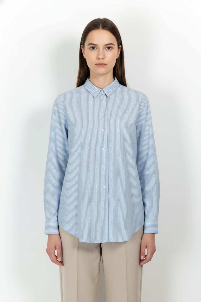 Chemise Rayée Bleue et Blanche - Taille L/40 de la marque Figaret | PARAD103469 - Vendu par Paradigme - Image 1
