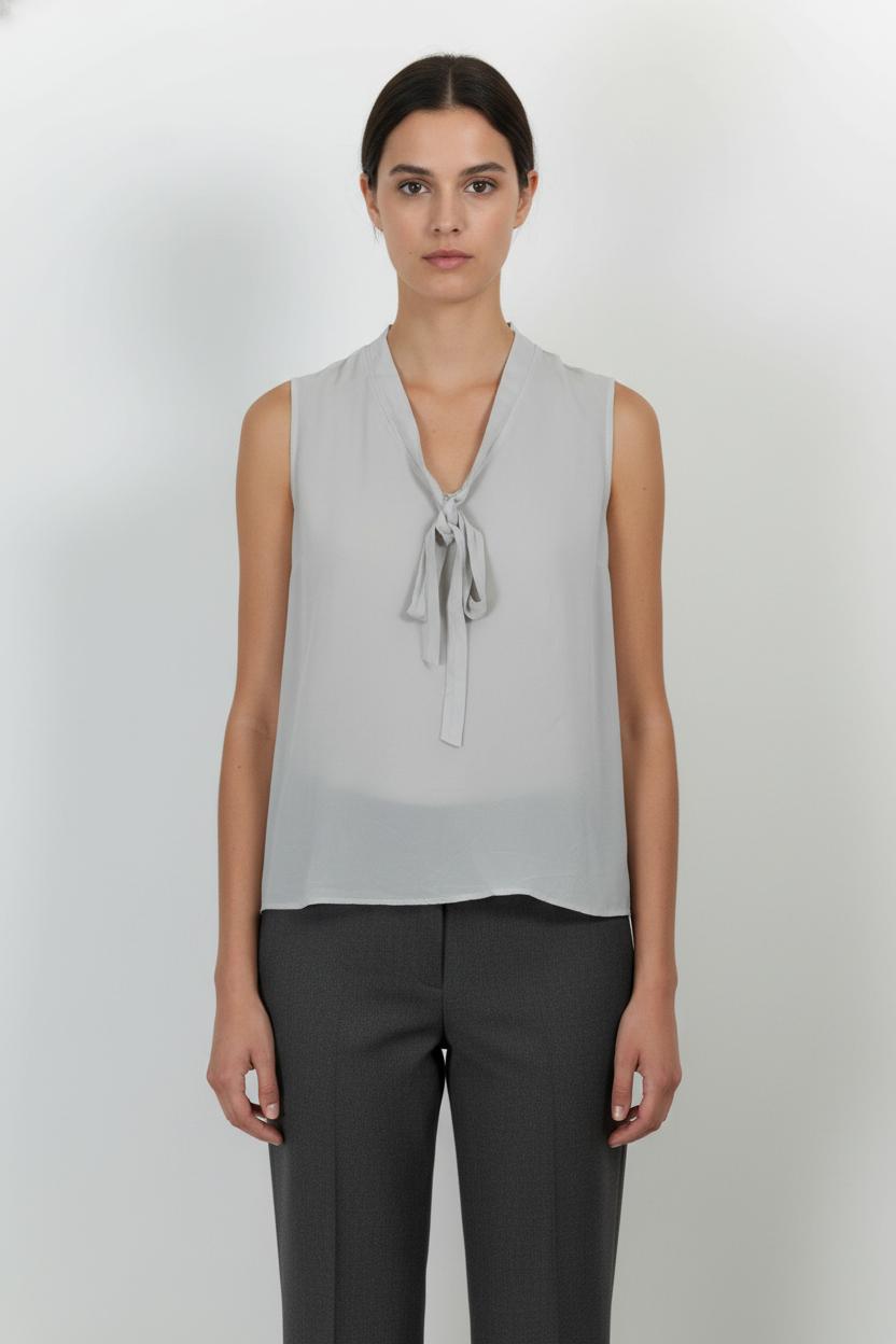 Blouse Sans Manches Grise - Taille M/38 de la marque Sandro | PARAD103483 - Vendu par Paradigme - Image 1
