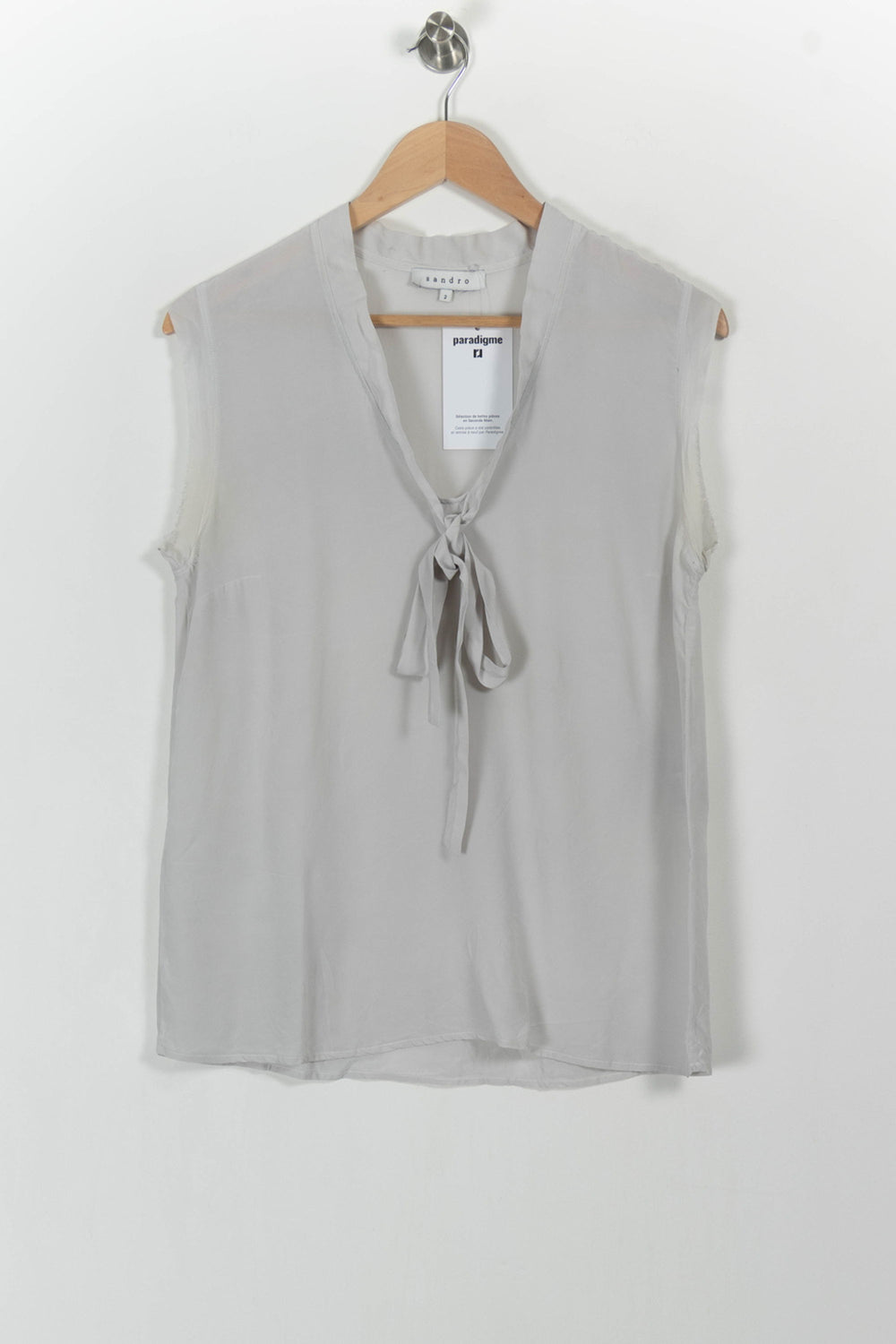 Blouse Sans Manches Grise - Taille M/38 de la marque Sandro | PARAD103483 - Vendu par Paradigme - Image 2