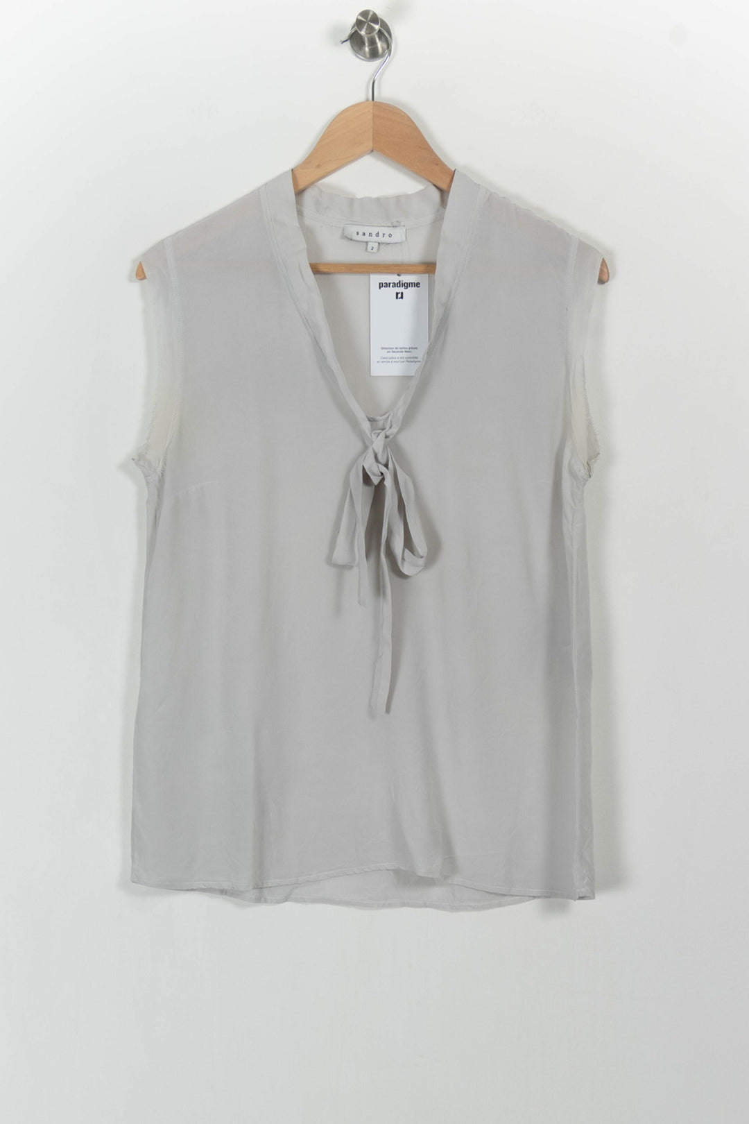 Blouse Sans Manches Grise - Taille M/38 de la marque Sandro | PARAD103483 - Vendu par Paradigme - Image 2