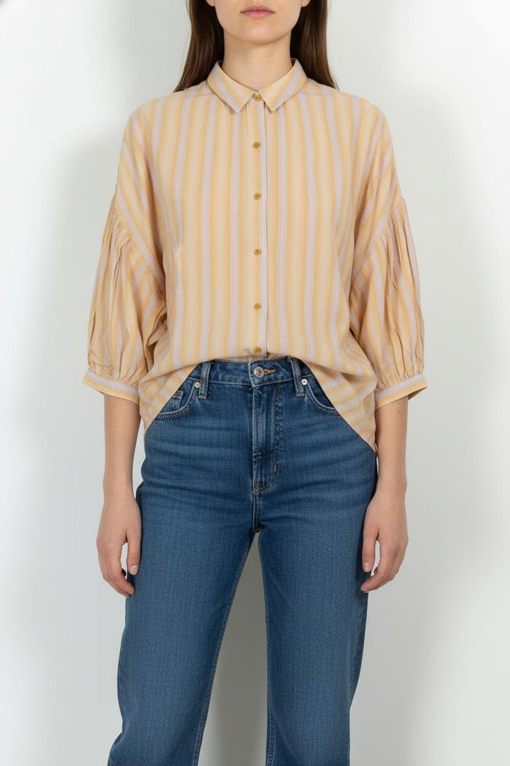 Chemise Rayée Jaune et Blanche - Taille M/38 de la marque Sessùn | PARAD103498 - Vendu par Paradigme - Image 1