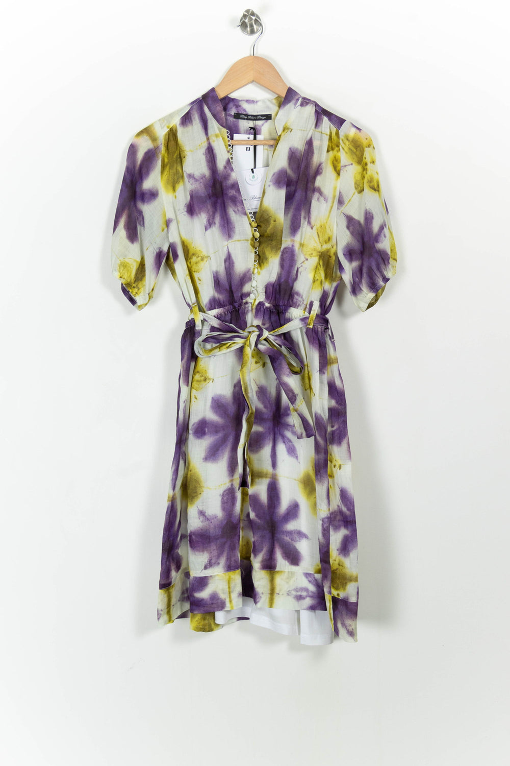 Robe Courte Violette et Jaune - Taille S/36 de la marque Indies | PARAD103500 - Vendu par Paradigme - Image 2