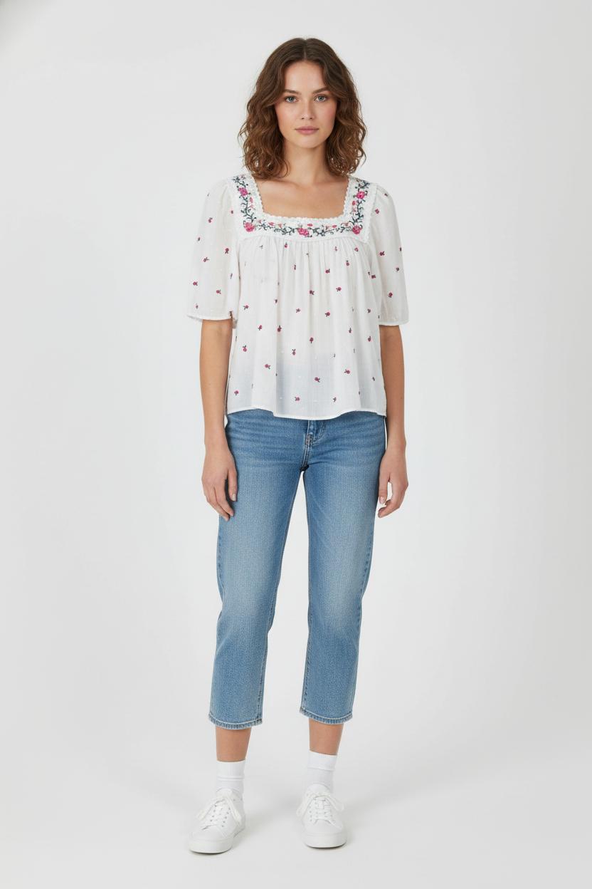 Blouse Blanche et Rose - Taille L/40 de la marque Sézane | PARAD103507 - Vendu par Paradigme - Image 1