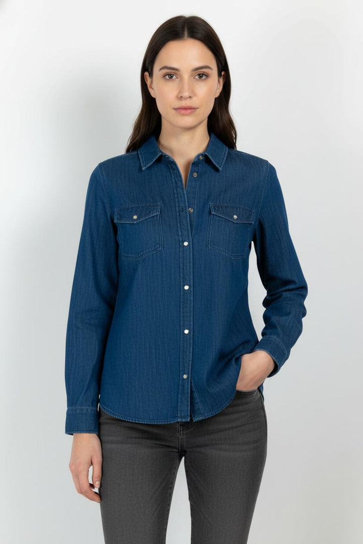 Chemise en Jean Bleue - Taille L/40 de la marque Sézane | PARAD103509 - Vendu par Paradigme - Image 1