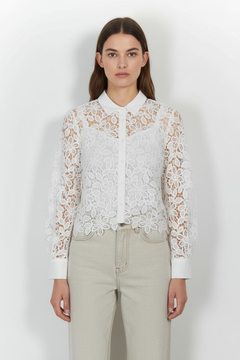 Blouse Blanche - Taille M/38 de la marque Indies | PARAD103517 - Vendu par Paradigme - Image 1