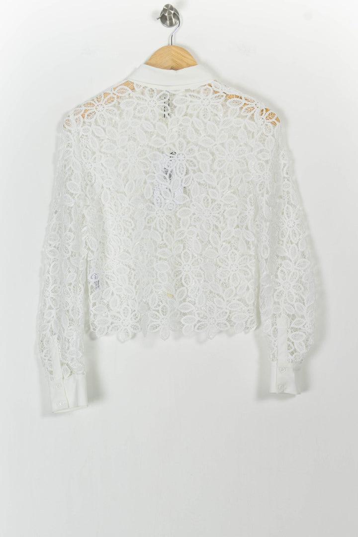 Blouse Dentelle Blanche - Taille S/36 de la marque Indies | PARAD103519 - Vendu par Paradigme - Image 4