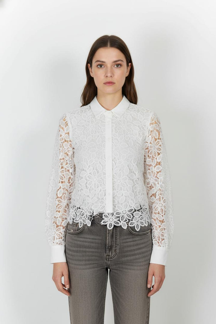 Blouse Dentelle Blanche - Taille S/36 de la marque Indies | PARAD103519 - Vendu par Paradigme - Image 1