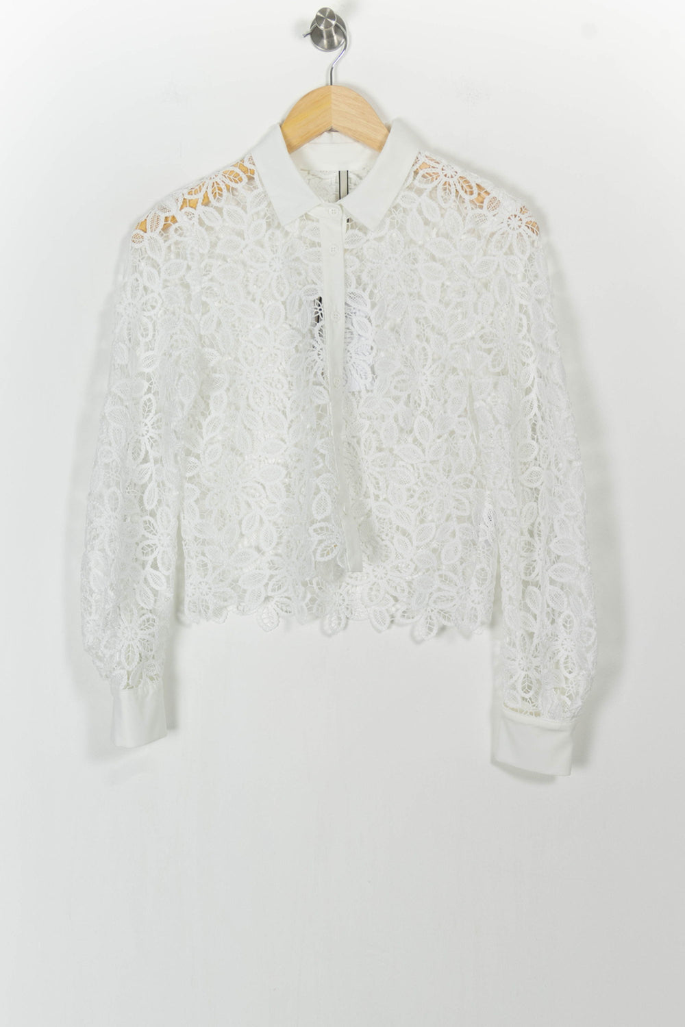 Blouse Dentelle Blanche - Taille S/36 de la marque Indies | PARAD103519 - Vendu par Paradigme - Image 2