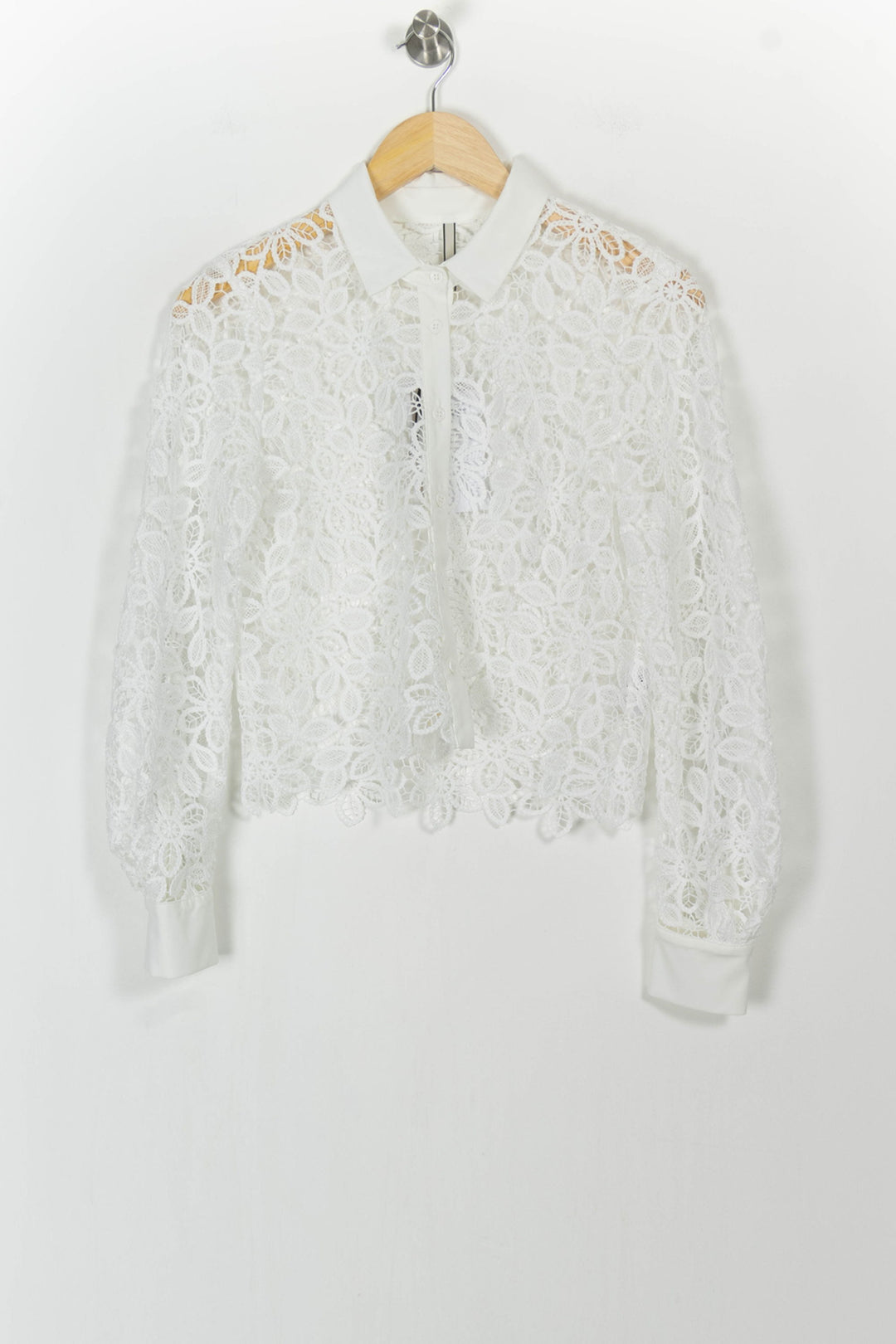 Blouse Dentelle Blanche - Taille S/36 de la marque Indies | PARAD103519 - Vendu par Paradigme - Image 2