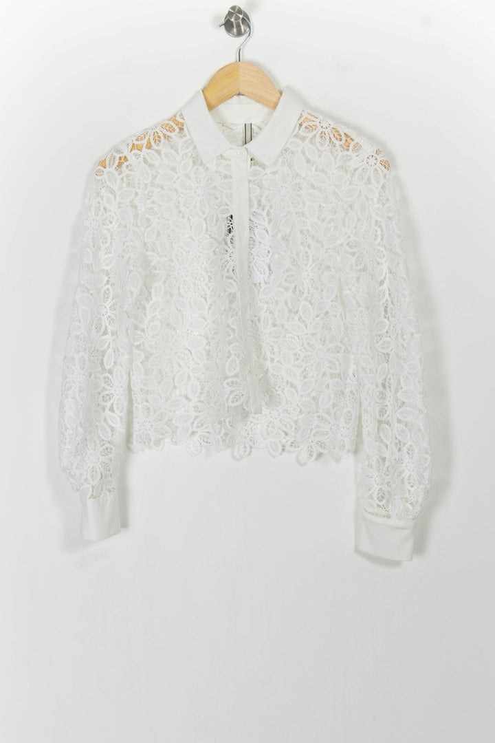Blouse Dentelle Blanche - Taille S/36 de la marque Indies | PARAD103519 - Vendu par Paradigme - Image 2