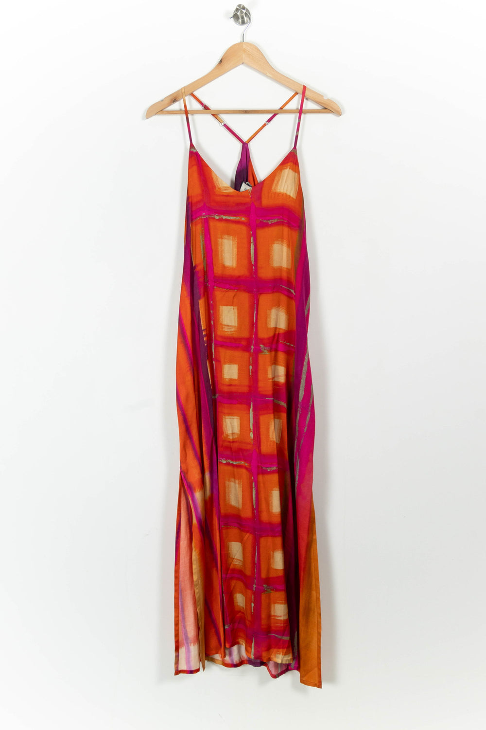 Robe Longue Orange et Rose - Taille S/36 de la marque Indies | PARAD103520 - Vendu par Paradigme - Image 2