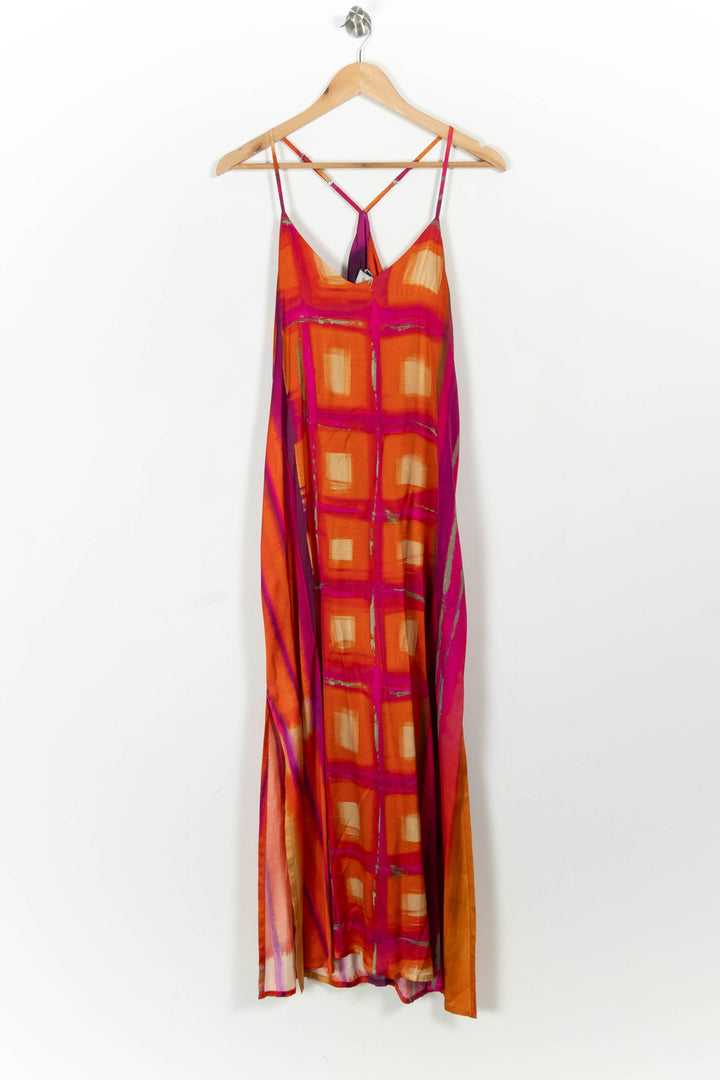 Robe Longue Orange et Rose - Taille S/36 de la marque Indies | PARAD103520 - Vendu par Paradigme - Image 2