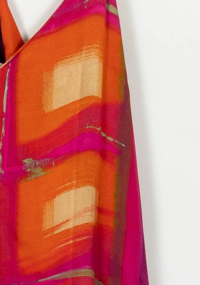 Robe Longue Orange et Rose - Taille S/36 de la marque Indies | PARAD103521 - Vendu par Paradigme - Image 3