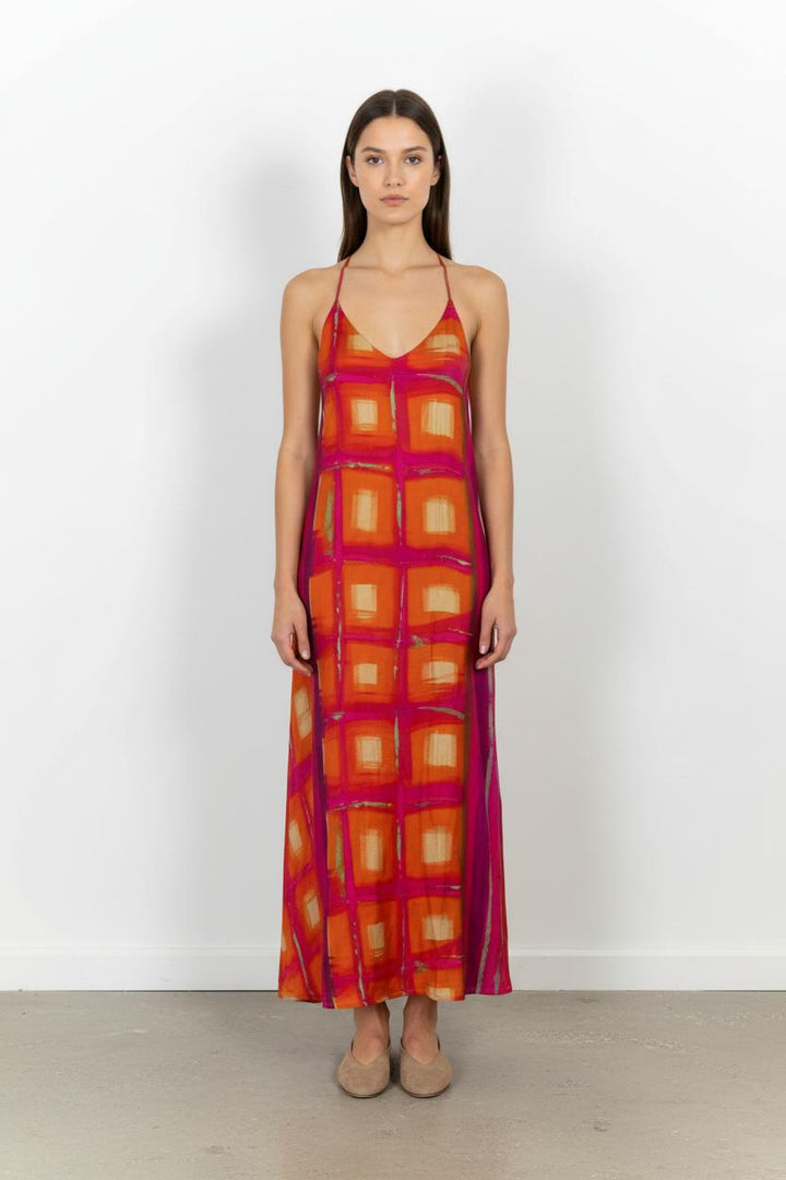 Robe Longue Orange et Rose - Taille S/36 de la marque Indies | PARAD103521 - Vendu par Paradigme - Image 1