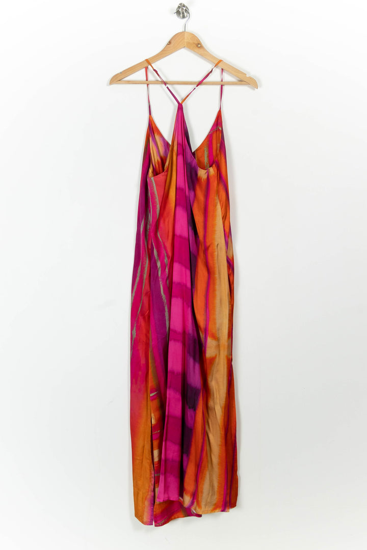 Robe Longue Orange et Rose - Taille S/36 de la marque Indies | PARAD103522 - Vendu par Paradigme - Image 4