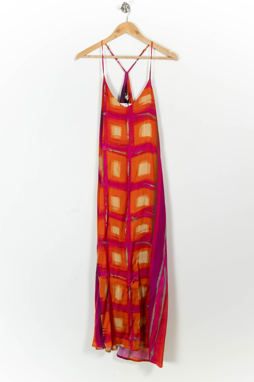 Robe Longue Orange et Rose - Taille S/36 de la marque Indies | PARAD103522 - Vendu par Paradigme - Image 2