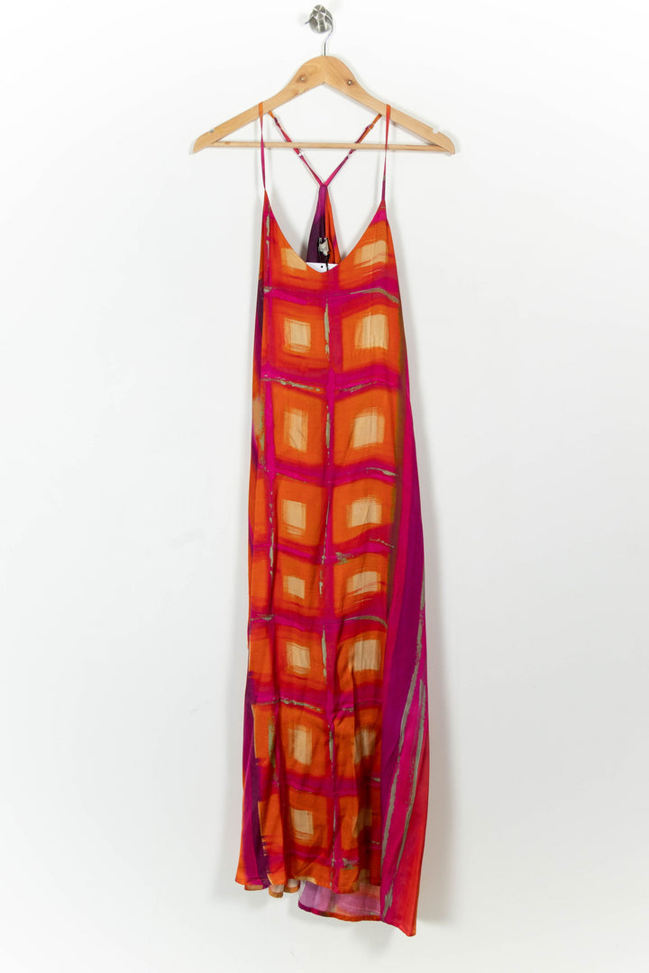 Robe Longue Orange et Rose - Taille S/36 de la marque Indies | PARAD103522 - Vendu par Paradigme - Image 2