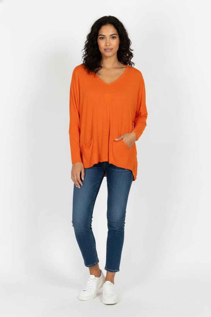 Pull Col V Orange - Taille S/36 de la marque Maison Montagut | PARAD103552 - Vendu par Paradigme - Image 1