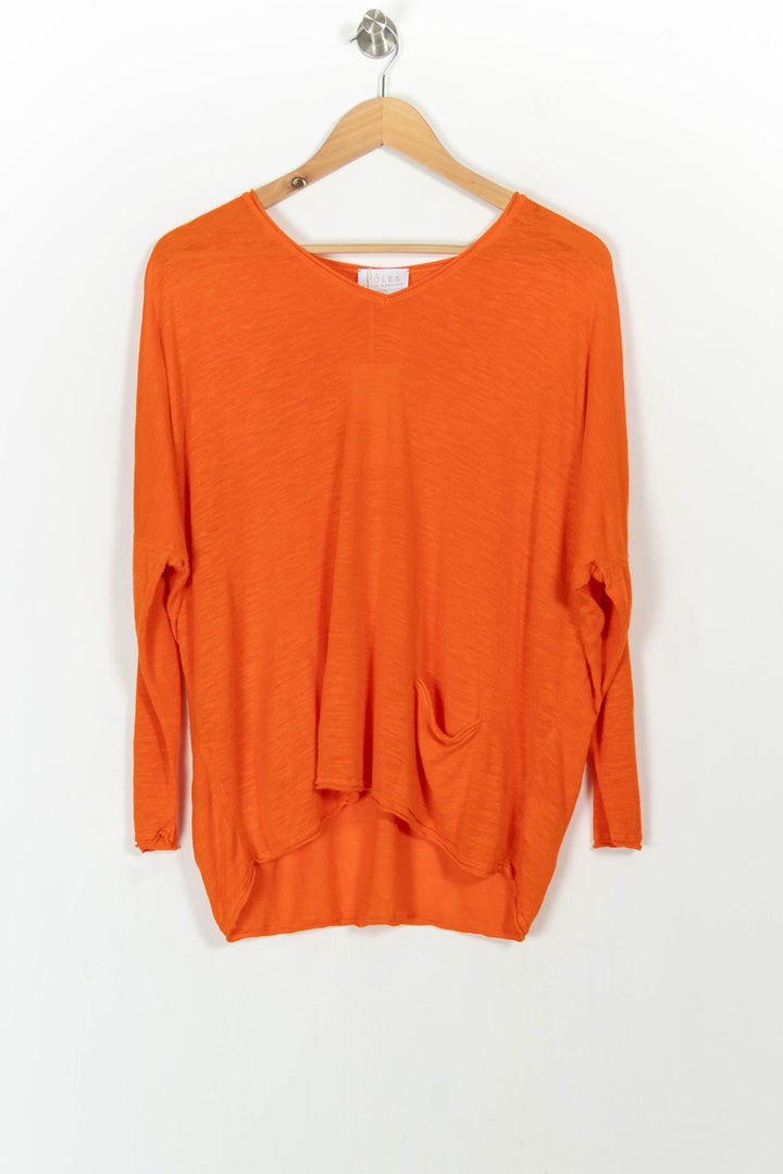 Pull Col V Orange - Taille S/36 de la marque Maison Montagut | PARAD103552 - Vendu par Paradigme - Image 2