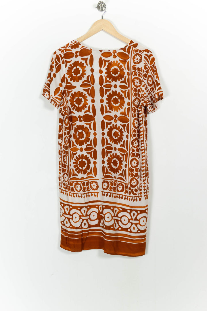 Robe Courte Marron et Beige - Taille L/40 de la marque La Fée Maraboutée | PARAD103566 - Vendu par Paradigme - Image 4