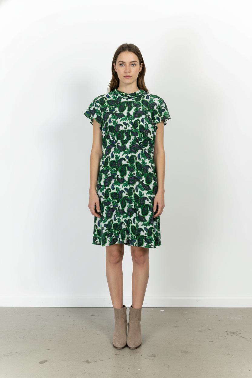 Robe Courte Verte et Blanche - Taille M/38 de la marque Sandro | PARAD103573 - Vendu par Paradigme - Image 1