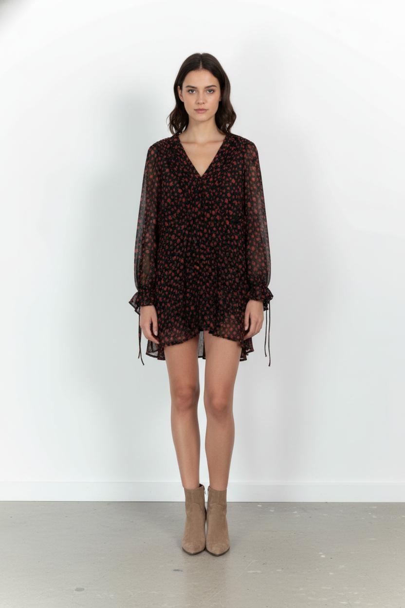 Robe Courte Noire et Rouge - Taille L/40 de la marque The Kooples | PARAD103574 - Vendu par Paradigme - Image 1