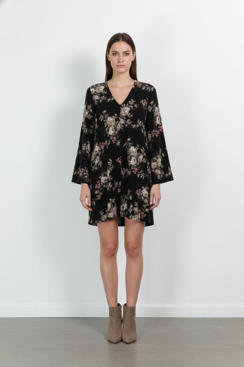 Robe Fleurie Noire et Beige - Taille S/36 de la marque Karl Marc John | PARAD103578 - Vendu par Paradigme - Image 1